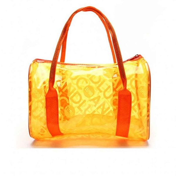 Klar Tote Crystal Style PVC Kvinnor Handväska Skuldermodus orange