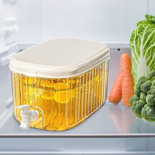 5,5L smal vattenbehållare för kylskåp med kran, kylskåpskanna med lock, vattenbehållare med tapp, dryckesbehållare med tappkran, kall kylskåpsvattenbehållare...