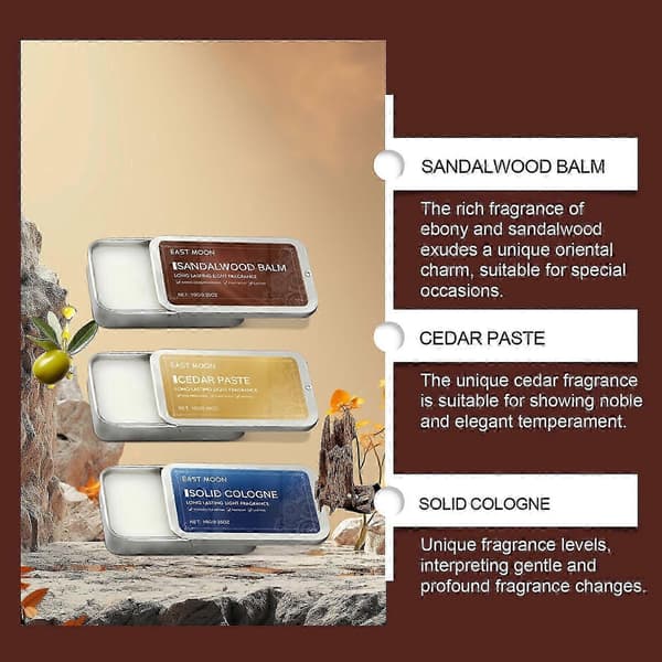 Solid Balm for men, bærbar solid balm for langvarig duft, forfriskende og ikke-klebrig SOLID COLOGNE