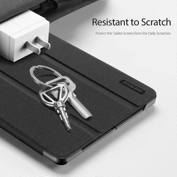 DUX DUCIS Domo Series PU Læder Smart Case til Lenovo Tab P12, Tri-fold Stand Auto Vågn Op Sov Tablet Cover Sort