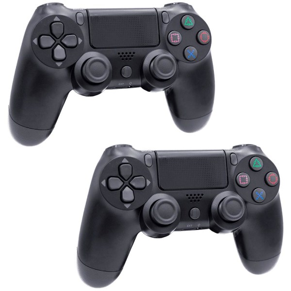 2-Pack Controller til Playstation 4 - Kompatibel med PS4-spil Svart