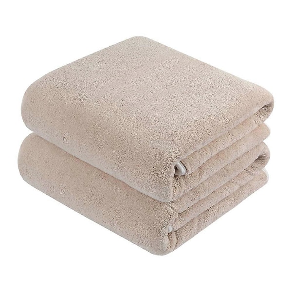 Mikrofiber badehåndkle stort XXL 75cmx150cm 2-pakning badehåndkle hurtigtørkende & lofritt dusjhåndkle saunahåndklær myke og absorberende håndklær beige