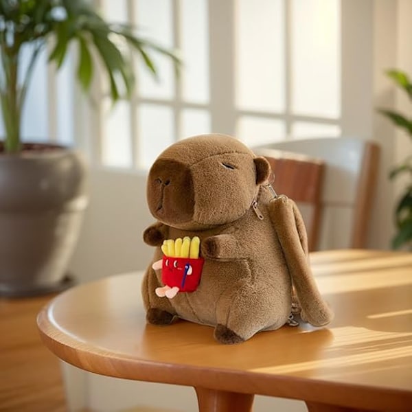 Söt Capybara Plysch Ryggsäck Rolig Tecknad Capybara Axelväska Barn Mini Ryggsäck Mode Plysch Päls Väska Flickor