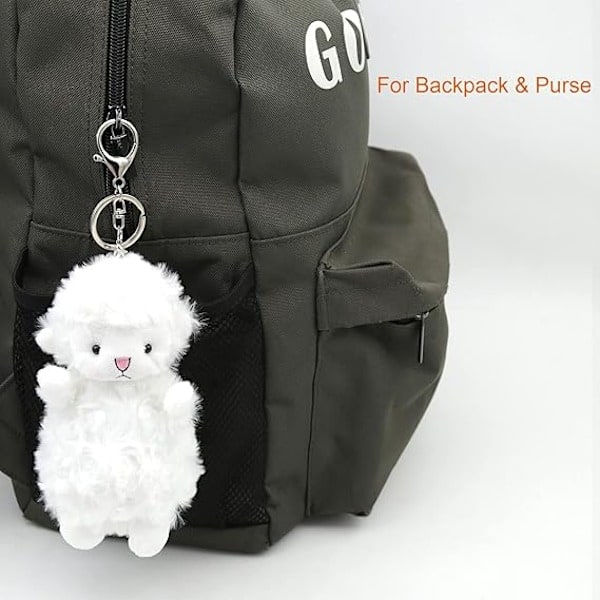 Lamb Plush Keychain Toys for Kids, 5.5 inch Stuffed Sheep Wool Plushie Backpack Bag