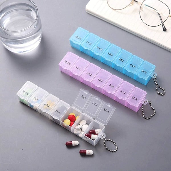 3-pack medicinsk veckodosett, daglig pillerask organiserare 7 dagars pillerförvaringslåda påminnelse pillerdosdispensrar Am Pm