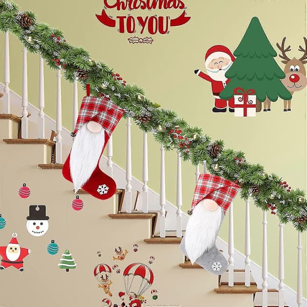 Julstrumpa Gonk Hängande Ornament Tomte 2st rödgrå