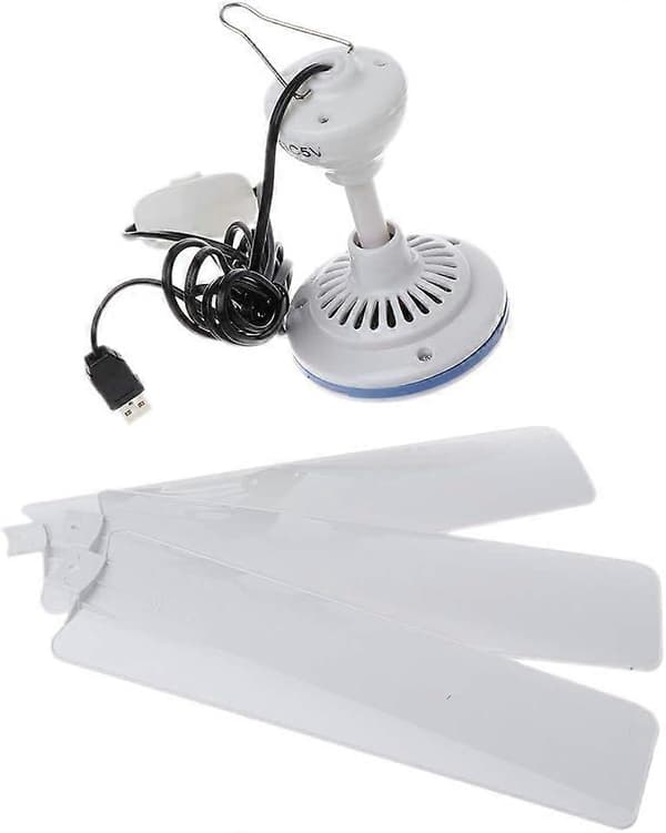 Bærbar 5V USB-loftventilator, ideel til camping, brug ved sengen og udendørs aktiviteter. Mini hængende loftventilator.