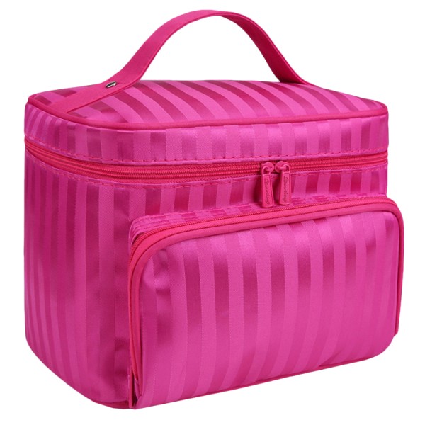 Vikbar Stripe Stor kapacitet Makeup Case förvaringsväska rose red