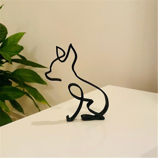 Dog Minimalistisk kunstskulptur Smijern Desktop Ornament Metal Style E