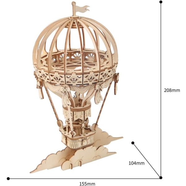 3D-träpusselbyggnadsleksaker - DIY-modellhantverkssats -Varmluftsballong Hot Air Balloon