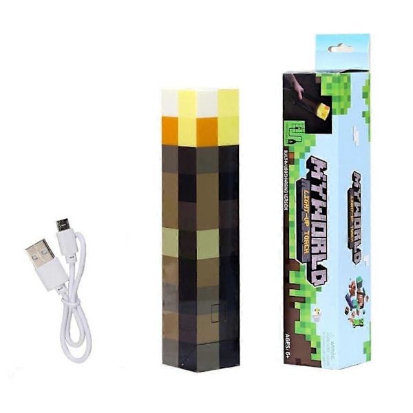 Kodinsisustus Minecraft Peli Soihtulamppu Led Yövalo Ladattava Lahja