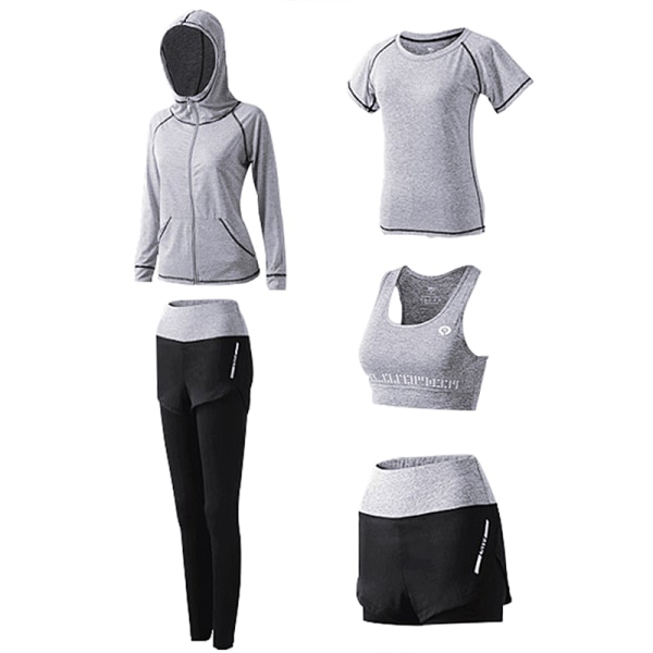 5st/ set for women löpning yoga bh leggings sett light grey,L
