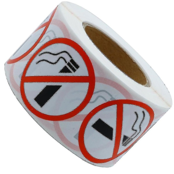 500 st/rulle Rökning förbjuden logotypskylt Runda varningsdekaler