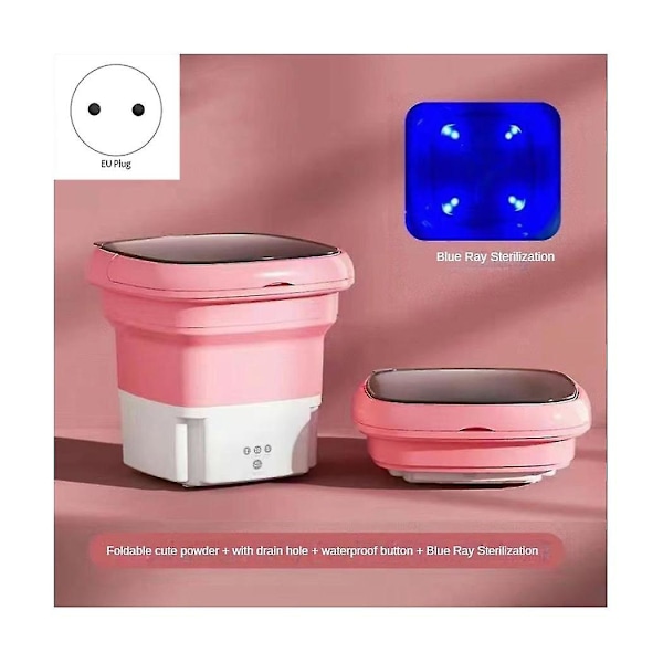 Kannettava Mini Pyykinpesukone Pienten Vaatteiden Pesukone Asuntoihin Taitettava Leirintä Matkustaminen Pinkki E