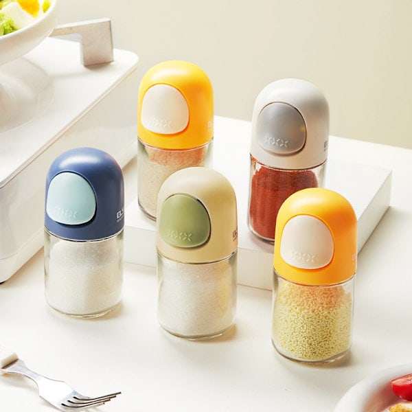 3 stk Glas Salt Peber Shaker Dispenser, Præcis Kvantitativ Krydderiflaske, Måle Saltspreder