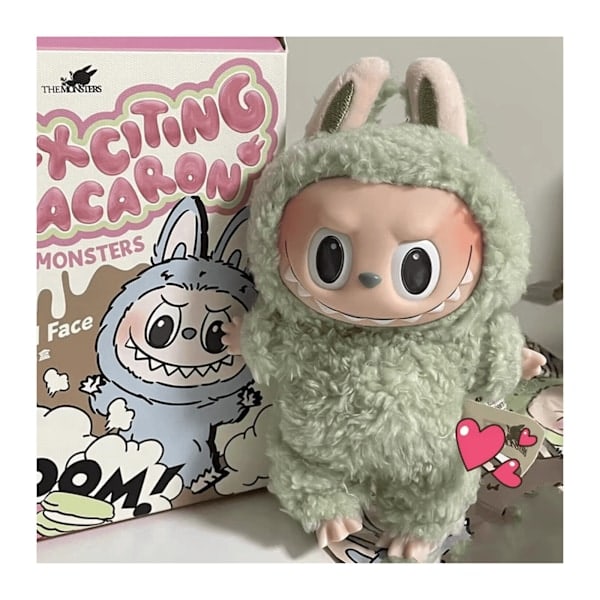 LABUBU Monster Plysj Nøkkelring - Vinyl Ansikt - Veske Charm - Tegneserie Nøkkelring - Trendy Overraskelse Samlefigur (Tilfeldig Stil)