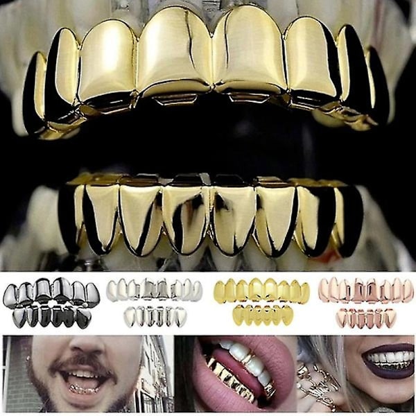 Övre/nedre eller set Nya Hip Hop Tand Grillz Set Tandgrillar Smycken 1st Silver