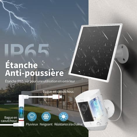 5W solcellelader for utendørs sikkerhetskameraer – DC 5V kompatibel med Micro USB og USB-C oppladbare batterikameraer