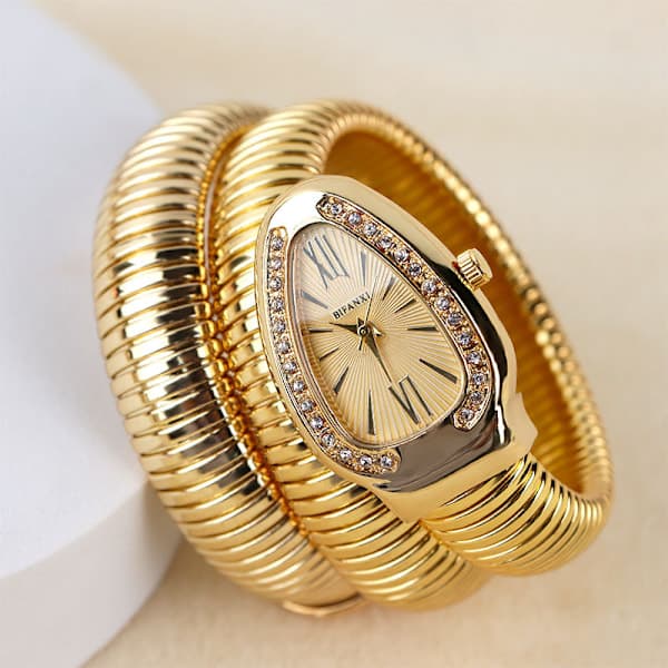 BIFANXI ormklocka, dammode armbandsklocka, kreativ kvartsklocka guld