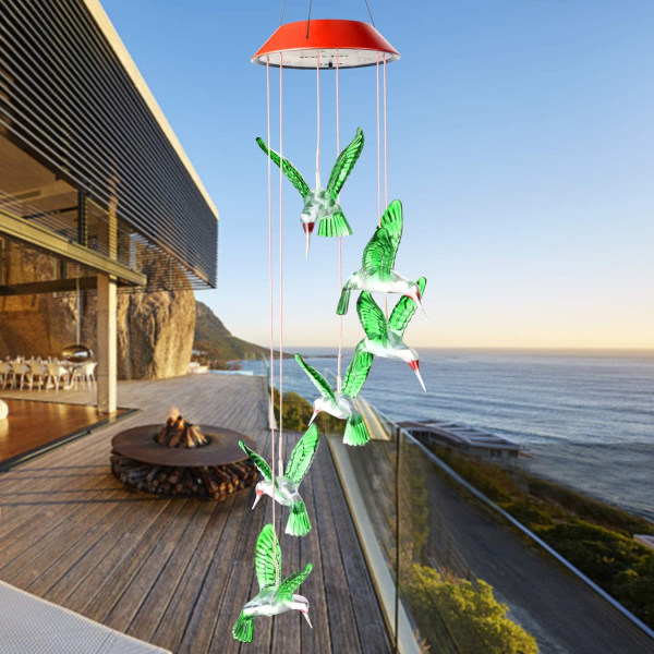 Solar Wind Chime Lett Fargerik Hummingbird