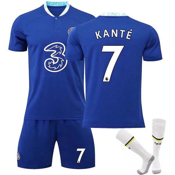 22-23 Chelsea hemmafotbollsdräkter Fotbollströja Fotbollsuniformer KANTE 7 Kids 24(130-140CM)