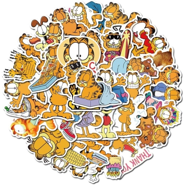50 stk. søde Garfield-klistermærker, tegneserie anime-klistermærker til børn til vandflasker, bærbare computere, scrapbooking, Garfield-fødselsdagsfes...