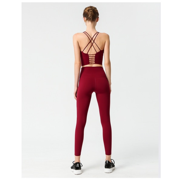 Stretchhög midja Skinny Running Athletic Byxor - Röd M