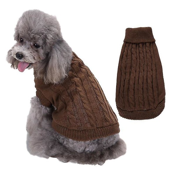 Hunde Kat Vintertøj Strikket Pet Tøj Til Kat Små Mellem Hunde Chihuahua Hiromi Puppy Pet Sweater Pure Dog Sweater Kaffe L