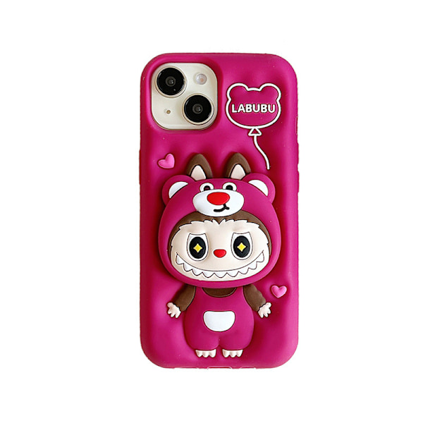 Tegneserie Jordbær Bjørn Labub iPhone15 Gælder for Apple 16/15PROMAX Mobiltelefon Cover iPhone15plus