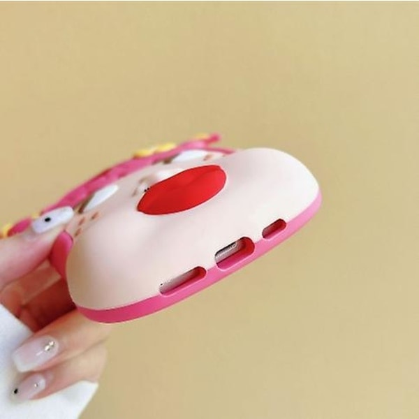 Til iPhone 12 3D tegneserie cool pink fletning pige med blomster blød silikone stødsikker