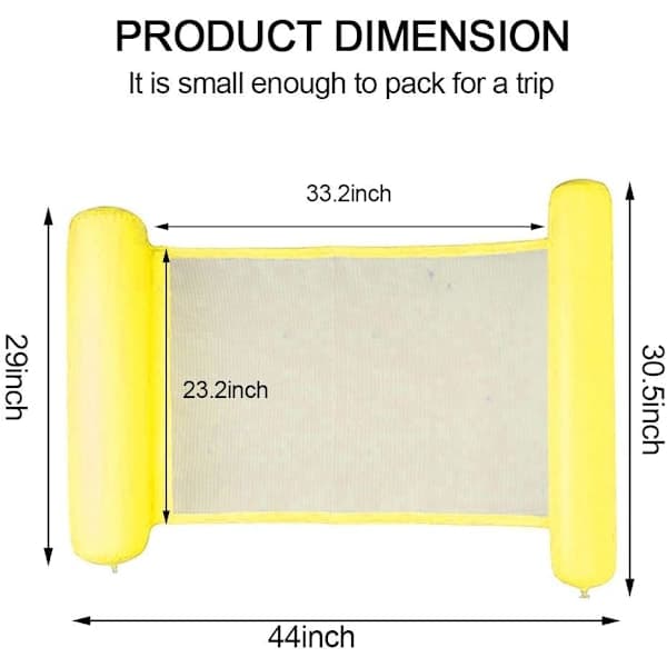 Multifunctional Floating Hammock, 4-in-1 Inflatable Pool Float, Recliner Floating Water Hammock, Foldable Floating Hammock yellow