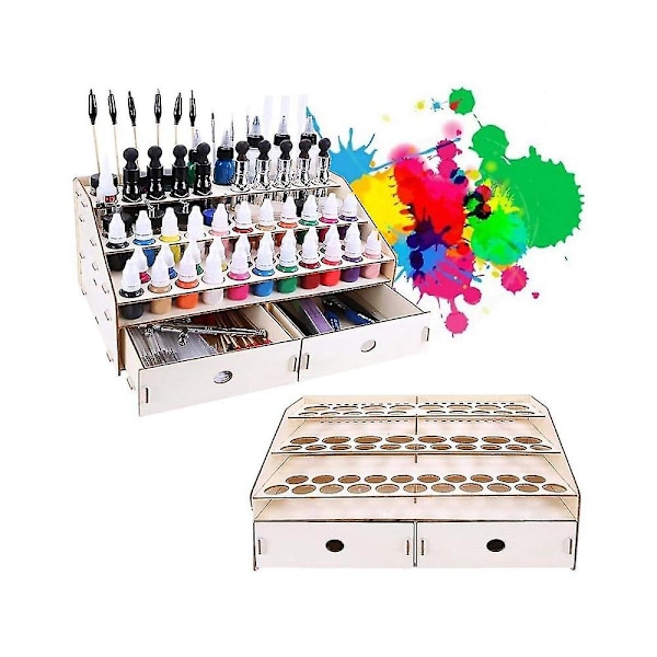 DIY Tre Organizer Maling Flasker Display Børsteholder Stativ Oppbevaringsmodell Verktøy 58 Flasker Pa