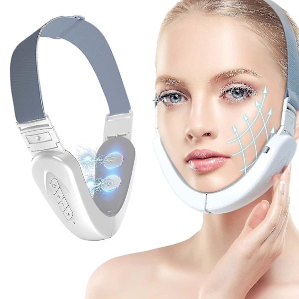 Dubbelhaksreduceringsmaskin, EMS Ansiktslyftsmask, Elektriskt V-Ansiktsformande Skönhetsbälte, Åtstramande Ansiktsmassagerare