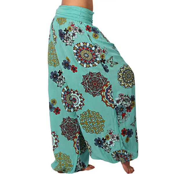 Yogabyxor för kvinnor Baggy Harem Boho Wide Leg Sports Aladdin Pants Green,4XL