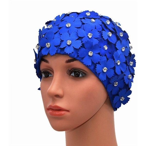 Håndlaget retro svømmehette med rhinestone-kronblader for kvinner
