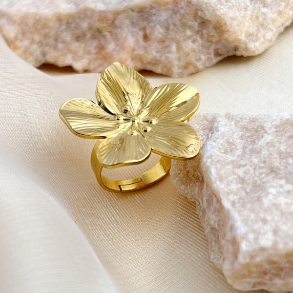 Blomma Åben Ring Romantisk Fingerring Mode Justerbar