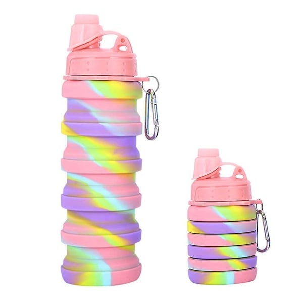 Vesipullo tytöille, tiivis BPA-vapaa juomapullo lapsille, lasten vesipullot, kokoontaitettavat juomapullot 500 ml