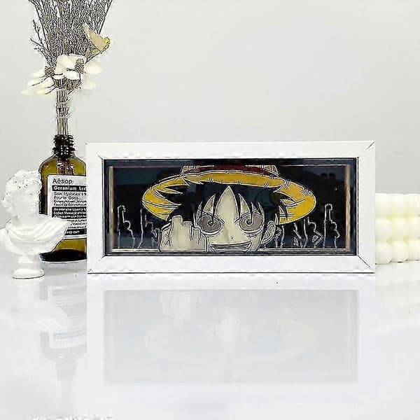 One Piece Anime 3D Papercut Light Box Manga Shadow Box LED Skrivebordsnatlamper A