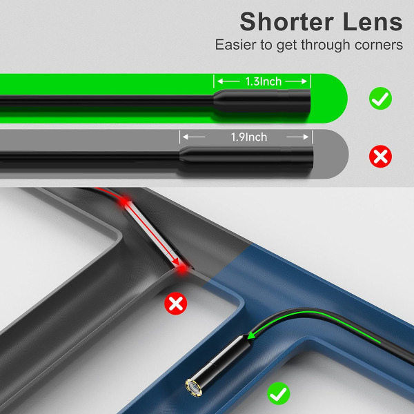 REMAKE Endoskop til iPhone, Inspektionskamera med 7,9 mm linse til iPhone og iPad, 5 m halvstivt kabel Boroskop IP68 vandtæt