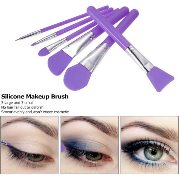 Silikone Makeup Børste Sæt Lilla 6 stk Purple