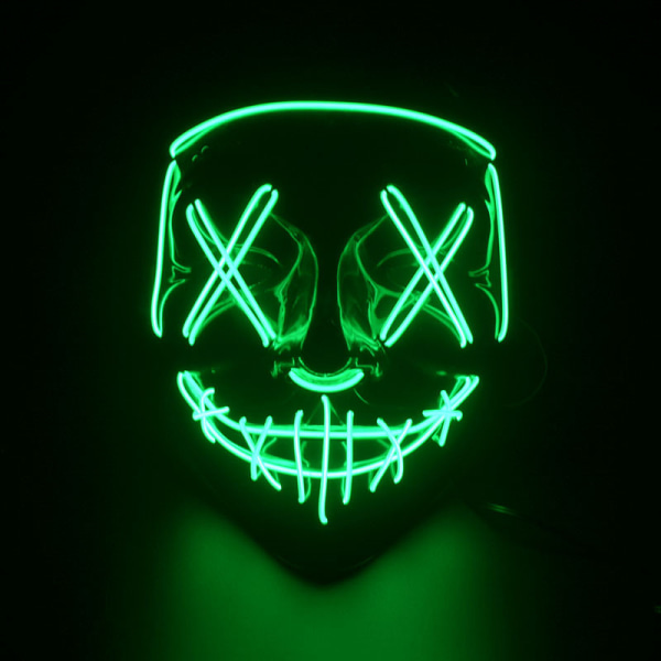 Led glødmaske halloween dress up rekvisitter green