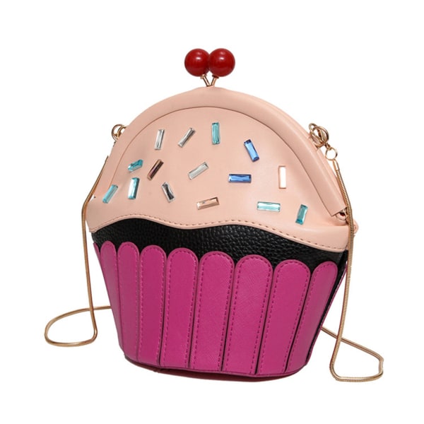 Söt Cupcake Cake Form Damaxelväskor Färgglada PU