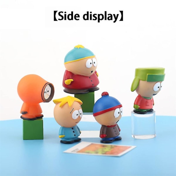 South Park seriefigurer Figurleksaker Set med 5, stationära minifigurer Bilprydnadsdekorationer Genomsnittlig storlek 2,4"