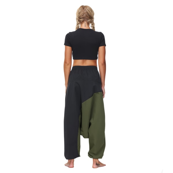 Baggy haremsbyxor for women Colourblock Dansbyxor Nederdel Green L/XL