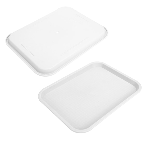 Snabbmatsbricka, PP Rektangulär Halkfri Multifunktionell Serveringsbricka för Restaurang Matsal, Vit