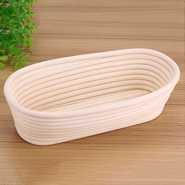 Håndlavet Ubleget Naturlig Rattan Hævekurv Dej Brødbagesæt, 27,5x14x8cm