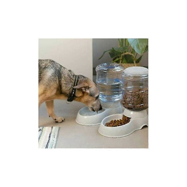 2X Foder- og Vanddispenser - Tilbehør til Kat og Hund - 2X Automatisk Foderautomat - til Kat Hund Kanin - Kapacitet 3,8L
