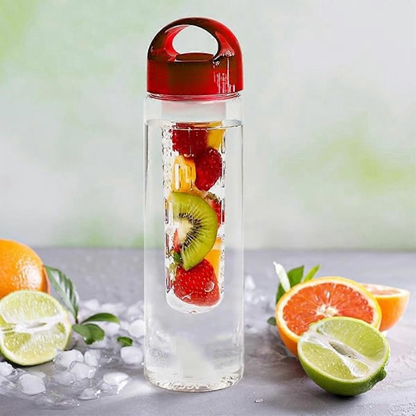 800 ml Plast Fruktinfusionsflaska Juice Infuser Infuserande Vattenflaskor Utomhussporter (Röd)