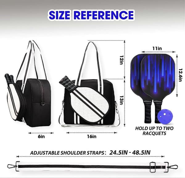 Crossbody Sling Pickleball Väska Tote, Pickleball Väskor för Kvinnor och Män, Pickleball Väskor för Damer