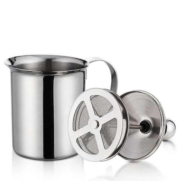 Manuell melkeskummer i rustfritt stål 400ml Dobbel Mesh Melkeskummer Skum Blender for Kaffe Latte Varm Sjokolade Cappuccino Lefou STOL
